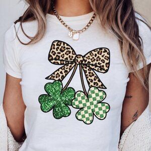 St. Patricks Day Unisex Tee, Leopard Coquette Cherry Shirt
